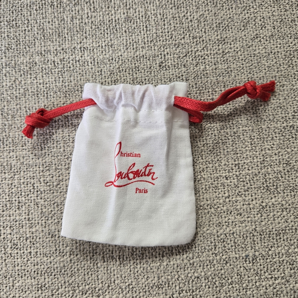 Christian Louboutin White and Red Drawstring Pouch